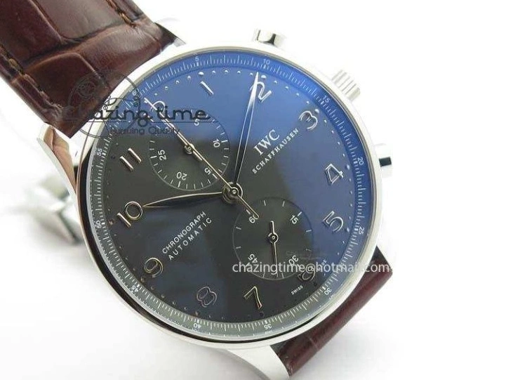 MIROTIME 0721 Supportive Portuguese Chrono IW371431 ZF 1:1 Best Edition Gray Dial On Brown Leather Strap A79350 (Slim Movement) 7261